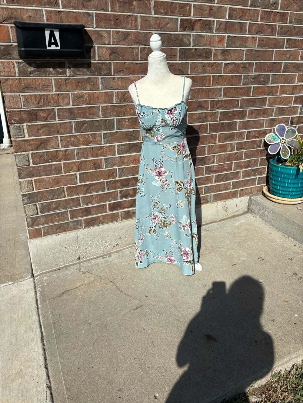 Speechless Maxi Dress Size S Blue Floral Side Slit Cami Dress